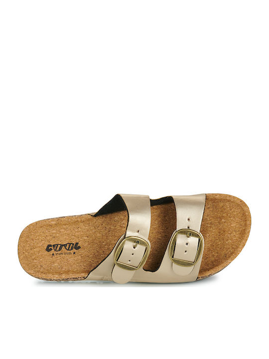 Women's Flat Sandals in Gold Color