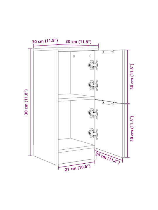 Ντουλάπια Δαπέδου Μαύρη Δρυ (2τμχ) 30x30x70εκ.