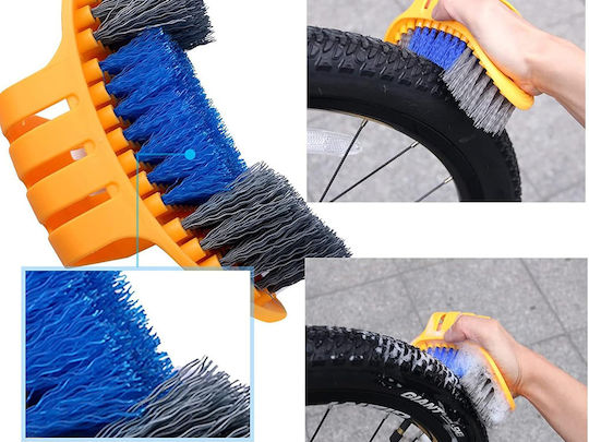 Kit de curățare lanț și pinioane bicicletă cu 7 piese portocaliu albastru