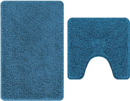 vidaXL Non-Slip Bath Mats Set Microfiber 4019863 Blue 2pcs