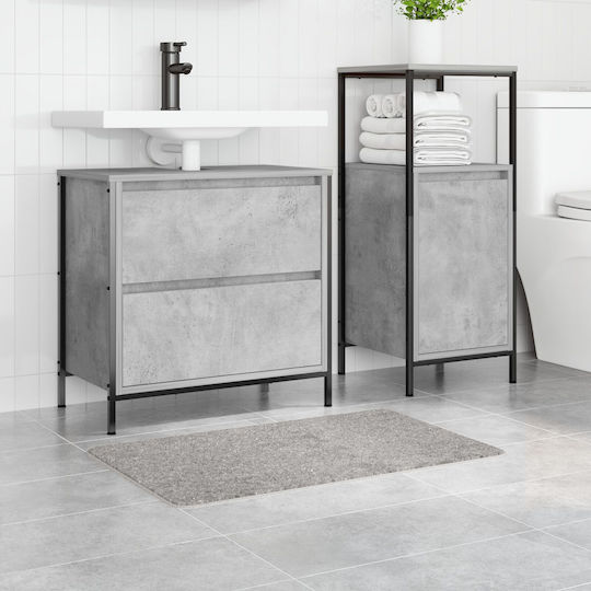vidaXL Rutschfest Badematte Synthetisch,Polyester/Cotton/Leather Rechteckig 4019825 Grey 50x80cm