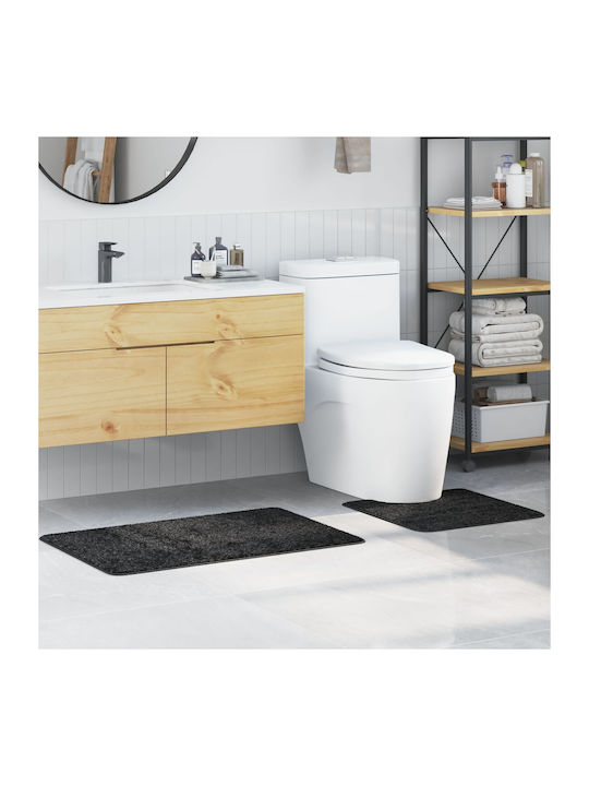 vidaXL Non-Slip Bath Mats Set Microfiber 4019854 Dark Grey 2pcs