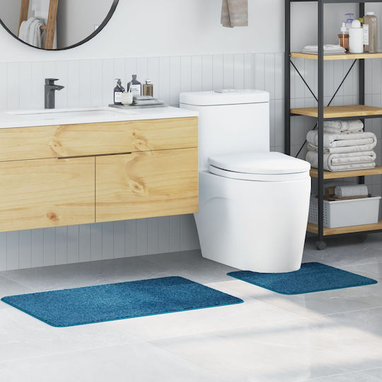 vidaXL Non-Slip Bath Mats Set Microfiber 4019863 Blue 2pcs