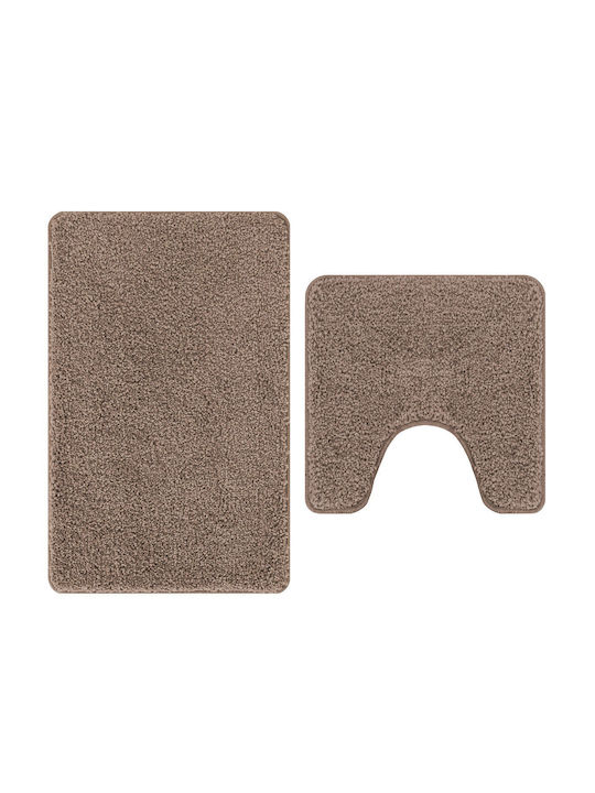 vidaXL Non-Slip Bath Mats Set Cotton 4019857 Coffee 2pcs