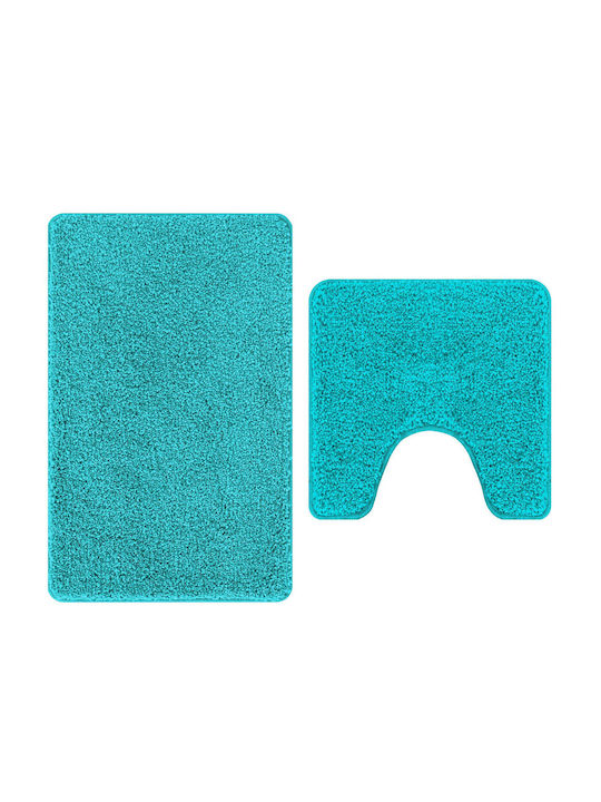 vidaXL Non-Slip Bath Mats Set Microfiber 4019860 Turquoise 2pcs