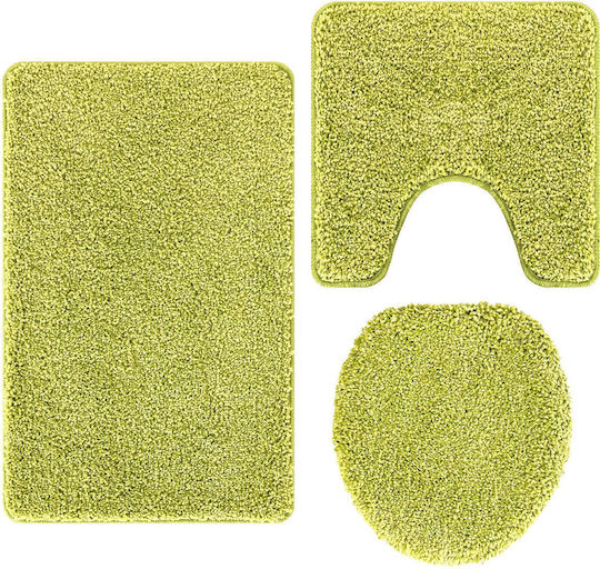 vidaXL Αντιολισθητικό Σετ Πατάκια Μπάνιου Microfiber 4019869 Πράσινο 3τμχ