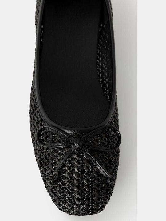 Lederne Damen Ballerinas in Schwarz Farbe