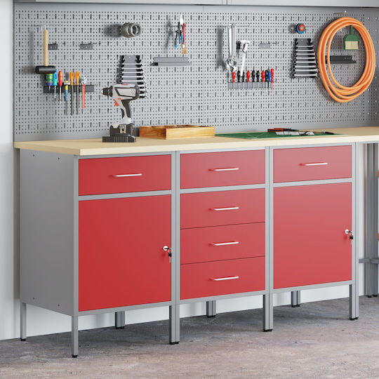 vidaXL Πάγκος Εργασίας Αντοχής 150kg 55x85x150cm 3τμχ 3321371