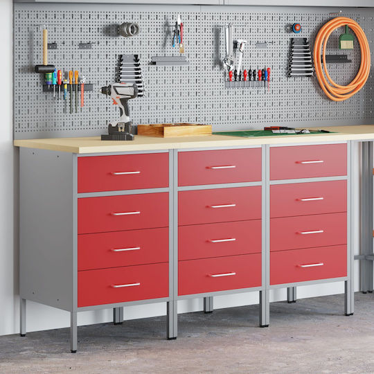 vidaXL Πάγκος Εργασίας Αντοχής 150kg 55x85x150cm 3τμχ 3321369