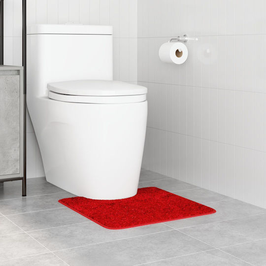 vidaXL Non-Slip Bath Mat Microfiber Toilet 4019818 Red 50x50cm