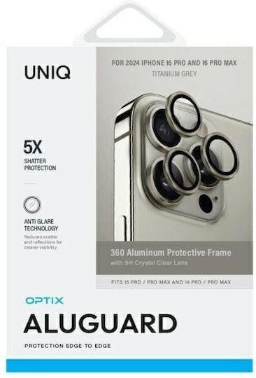 Uniq Optix Προστασία Κάμερας Tempered Glass Γκρι για το iPhone 16 Pro, iPhone 16 Pro Max