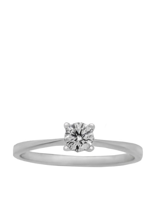 Savvas Design Einzelner Steinring aus Weißgold 14K