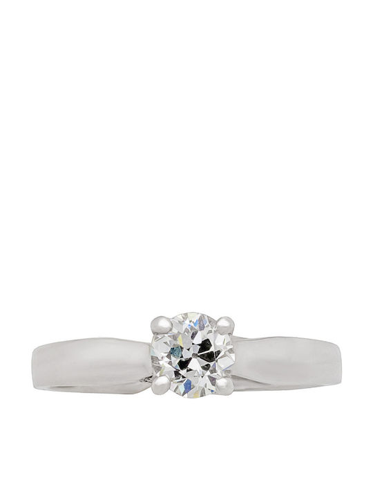 Savvas Design Einzelner Steinring aus Weißgold 18K