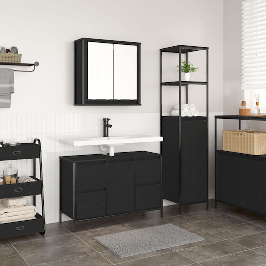 vidaXL Шкаф със Мивка Д90xШ34.5xВ60см Black Walnut
