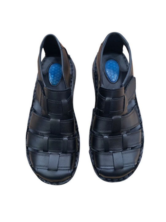 Leder Herrensandalen in Schwarz Farbe