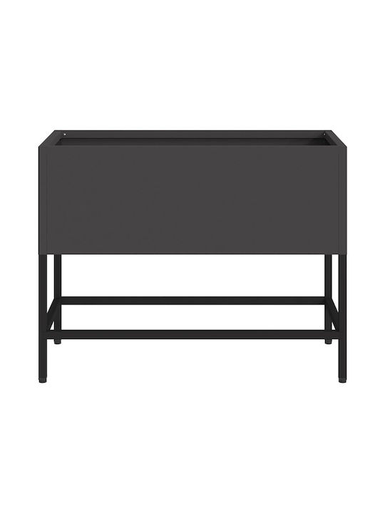 vidaXL Ghiveci Metal Negru 60x26x45cm.