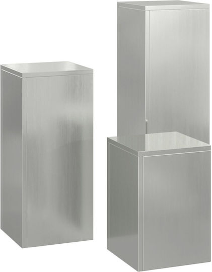 vidaXL Ανθοστήλες Μεταλλικές Γκρι 24x24x35εκ. 3τμχ