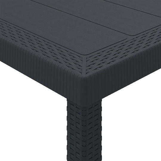Masa pentru spații exterioare Ratan Cărbune de lemn 200x100x73buc