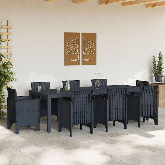 Τραπέζι Εξωτερικού Χώρου Rattan Ανθρακί 250x100x73εκ.
