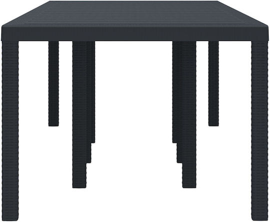 Τραπέζι Εξωτερικού Χώρου Rattan Ανθρακί 250x100x73εκ.