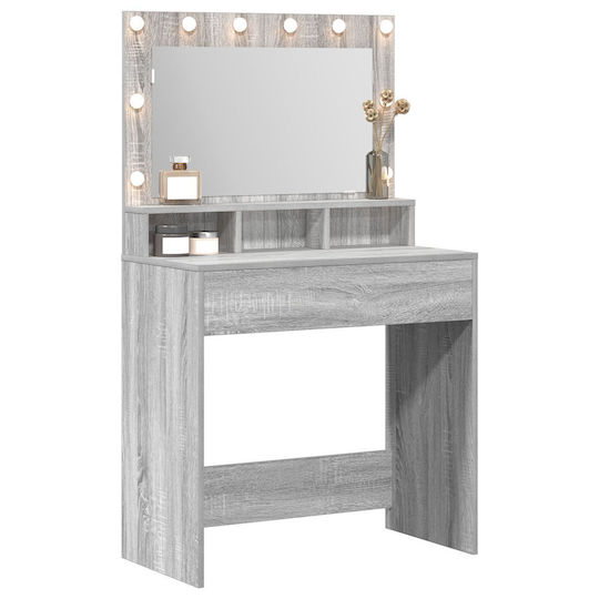 vidaXL Makeup Mirror Tabletop with Light 135x1.5cm Gray