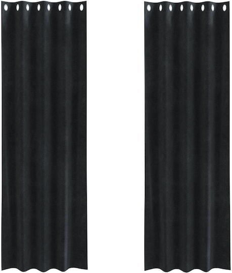 vidaXL Set Curtains with Black Grommets 140x225cm