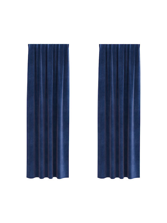 vidaXL Set Of Blue Blackout Curtains With Pencil Pleat 140x225cm