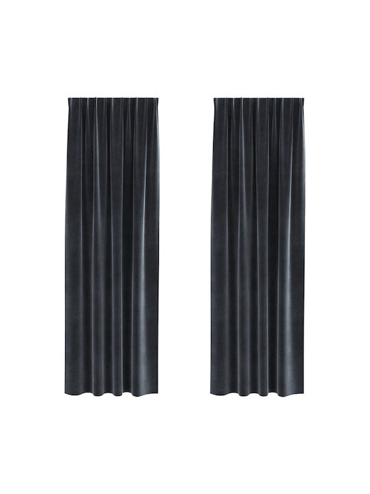 vidaXL Set Vorhänge Verdunkelung mit Bleistiftfalten Grau 140x225cm
