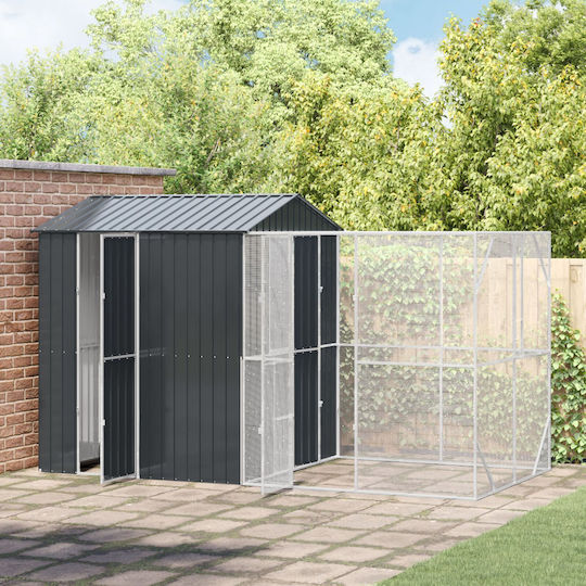 vidaXL Bird Cage 210x421x247cm. Gray