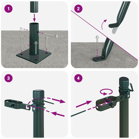 vidaXL Post-Unterstützung für Gartenzaun aus Kunststoff 3.2x3.2x78.5cm 52Stück Green