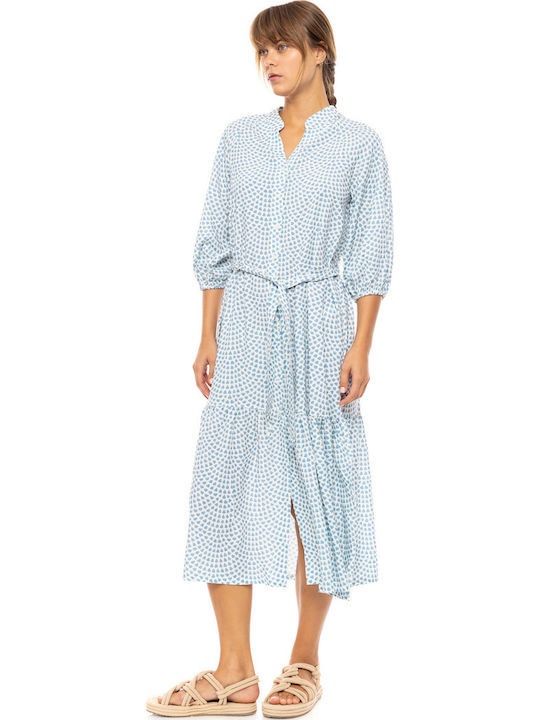 Pink Label Women's Maxi Dress Beachwear Vista Blue & Cream