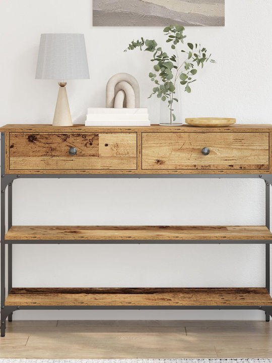 Console Table Wood & Metal Παλιού Ξύλου L100xW25xH75cm