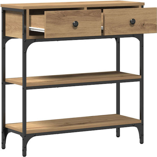 Console Table Wood & Metal Beech L72.5xW25xH75cm