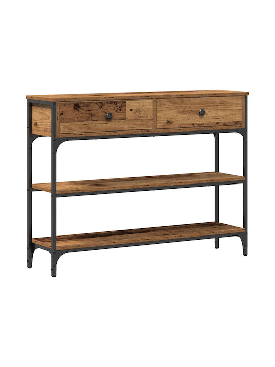 Console Table Wood & Metal Παλιού Ξύλου L100xW25xH75cm