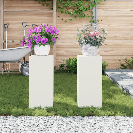 vidaXL Ανθοστήλες Μεταλλικές Λευκά 24x24x55εκ. 2τμχ