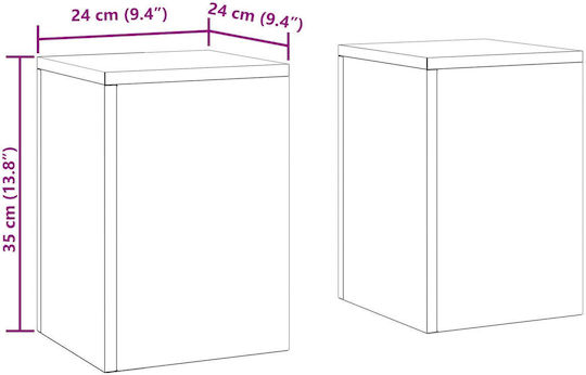 vidaXL Plant Stands Metal Silver 24cmx24cmx35cmcm. 2pcs