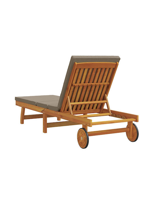 Deckchair Wooden with Cushion & Wheels Brown 84x84x84cm.