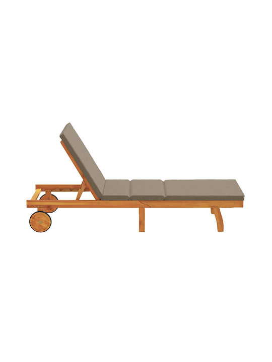 Deckchair Wooden with Cushion & Wheels Brown 84x84x84cm.