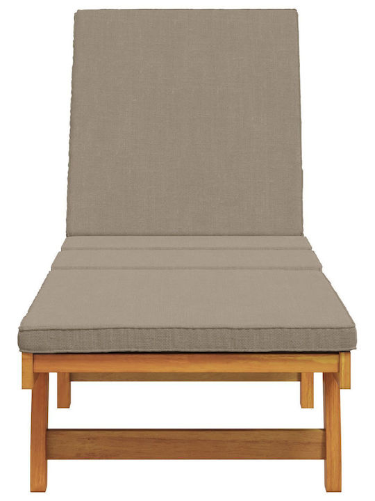 Deckchair Wooden with Cushion & Wheels Brown 84x84x84cm.