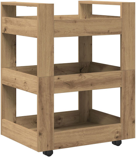vidaXL Wooden Kitchen Trolley 3 Tiers Brown 60x45x80cm