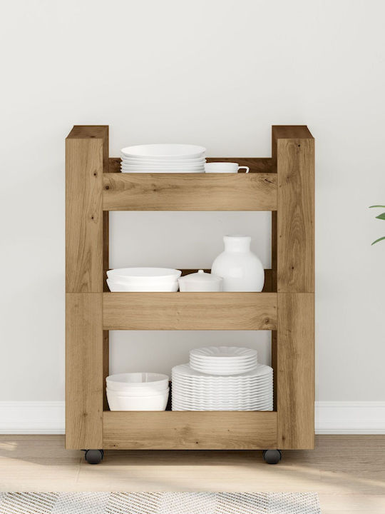 vidaXL Τρόλεϊ Κουζίνας Ξύλινο 3 Θέσεων Καφέ 60x45x80cm