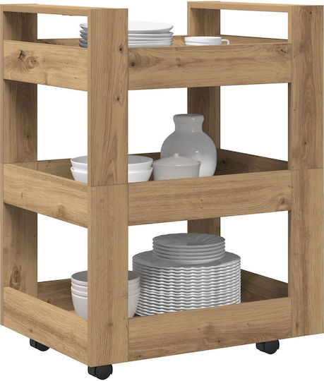 vidaXL Wooden Kitchen Trolley 3 Tiers Brown 60x45x80cm