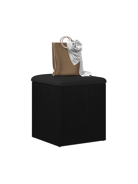 Stool For Living Room With Storage Space Wooden Black Oak 40x40x45cm