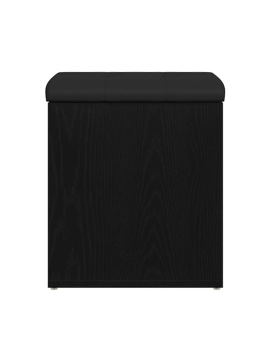Stool For Living Room With Storage Space Wooden Black Oak 40x40x45cm