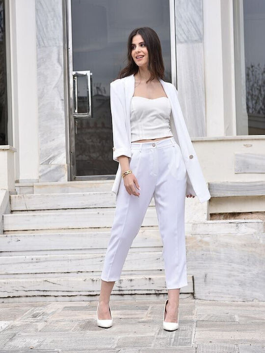 Tweet With Love Damen Krepp Blazer White