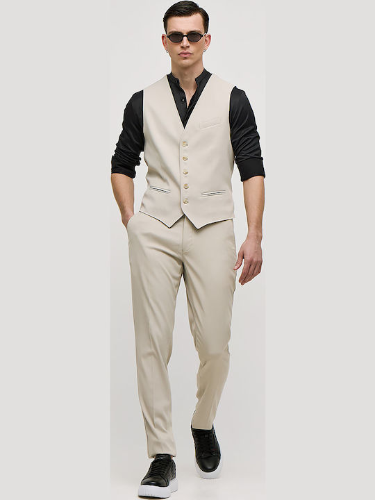 Men's Vest Slim Fit Beige