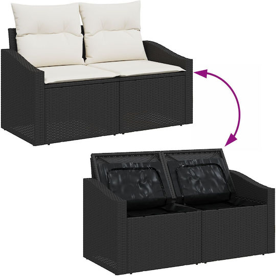 Garten- und Outdoor-Möbelsets Wohnzimmer Typsatz 10 Stück Schwarz mit Kissen Garten- und Outdoor-Möbelsets Wohnzimmer Typsatz 10 Stück Schwarz mit Kissen