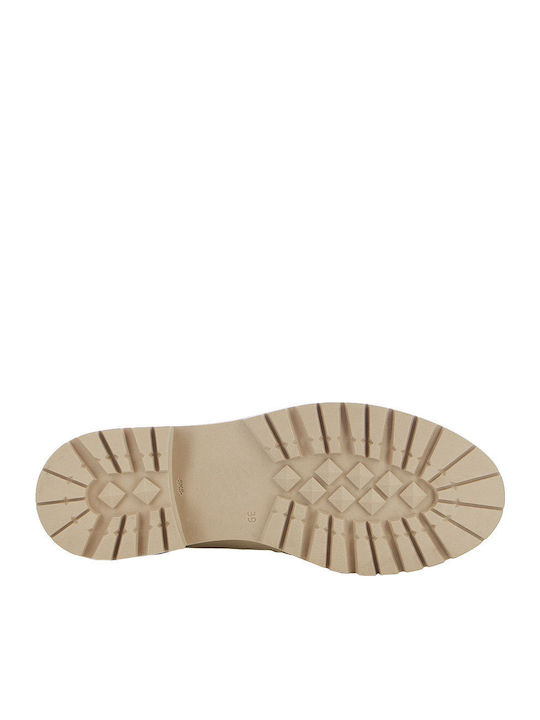 Leder Damen Mokassins in Beige Farbe