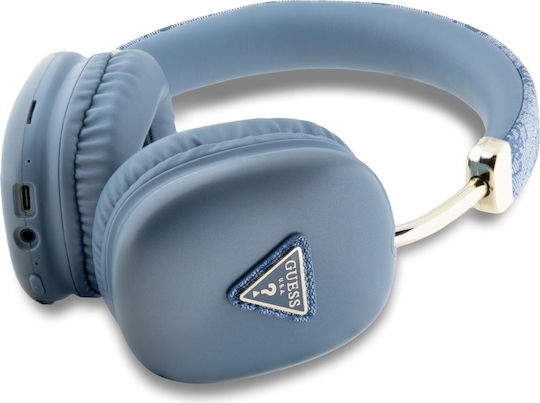 Guess 4G Triangle Logo Wireless / Wired Over Ear Headphones with 32 hours of Operation Blue