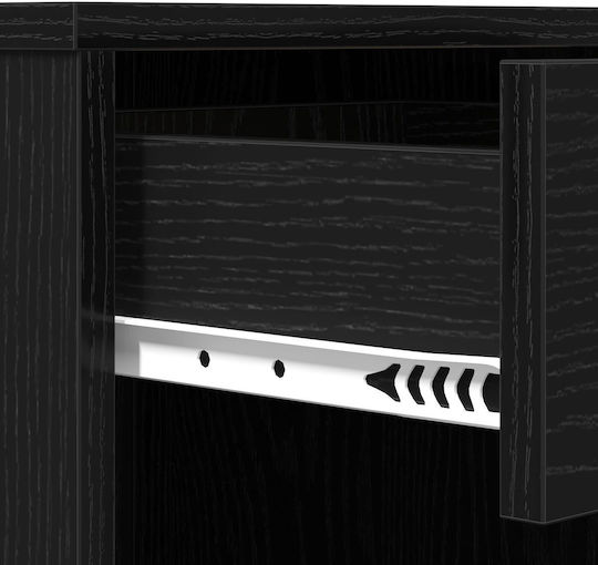 Entry Furniture with Mirror & Shoe Rack Black Velvet-Black Metal 80x40x75cm